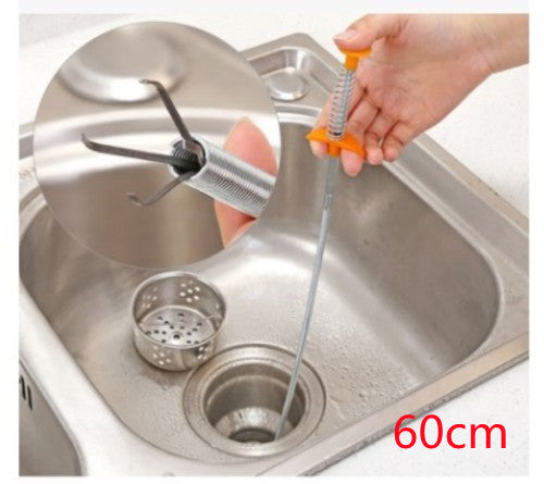 60CM Sewer Dredger Spring Pipe Cleaner – Drain Hair Clog Remover for Kitchen & Bathroom